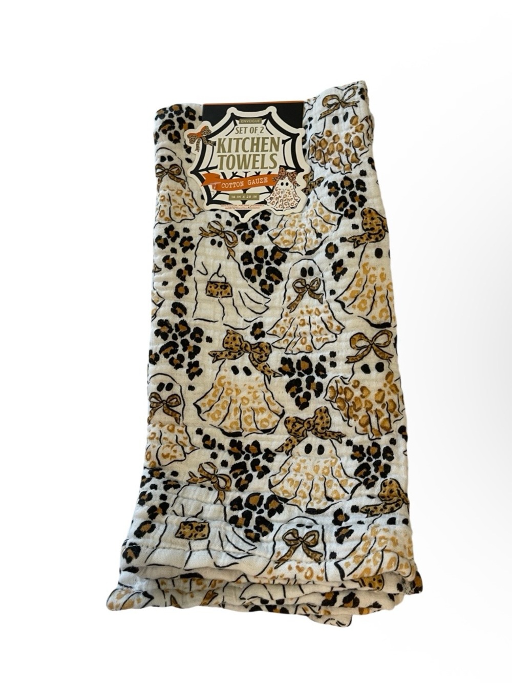 Envogue Cheetah Print Ghost Design Kitchen Towel set of 2 - NWT**